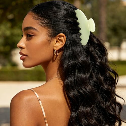 MAORULU Cute Claw Clip for Women – 4.3'' Large Acetate Hair Clips for Thick Thin Curly Long Hair, Durable Hair Clamps Non-slip Jaw Clip, Strong Hold, Stylish French Design (Mint Cream) - color: Mint Cream