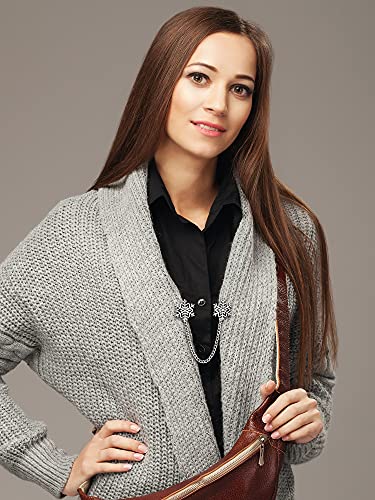 Yunlly 4 Pieces Vintage Sweater Shawl Clips Retro Cardigan Collar Clips Dress Shirt Brooch for Women Wearing