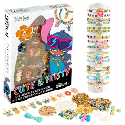 Fashion Angels Disney Stitch Cute & Feisty DIY Jewelry Design Kit | Makes 10+ Charm Bracelets, Includes Charms, Beads & Elastic, Ideal for Girls & Boys - size: Stitch Cute & Feisty Jewelry Kit