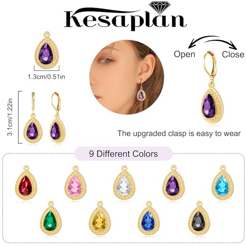 Dangle Earrings for Women Multicolor Crystal Drop Earrings Set Leverback Teardrop Earrings 925 Silver and 14K Gold Plated Hypoallergenic Fashion Cubic Zirconia Dangle Earrings Trendy Jewelry Gifts for Women - style: Teardrop Set-G 5