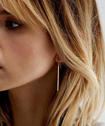 Dcfywl731 Minimal Dainty Gold Plated Dangle Earrings Layered Bar Pendant Neckalce Gold Long Y-Necklace Gold Earrings and Necklaces Set Delicate Lariat Chain Jewelry for Women - color: C4: gold jewelry set