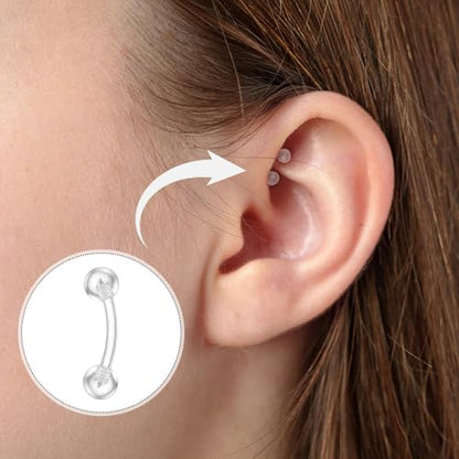 10pcs Plastic Belly Button Rings 14g Plastic Pregnancy Belly Rings | Curved Barbell Navel Piercing Retainers Jewelry Invisible Navel Ring for Work Surgery