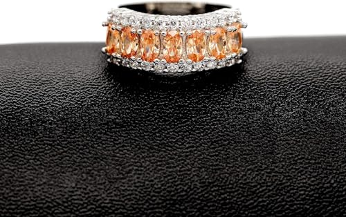 Uloveido Beautiful Women's 7 Stones Wedding Band Oval Cubic Zirconia Engagement Anniversary Rings J501 - color: Platinum-Champagne