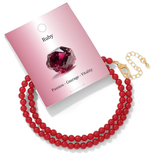 Turquoise Natural Stone Necklace for Women 4mm Handmade Crystal Choker Bead Necklace Gemstone Necklace Healing Crystal Jewelry for Women - color: Ruby, size: 4mm