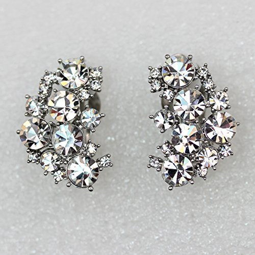 Faship Gorgeous Clip Ons Floral Earrings - color: Clear