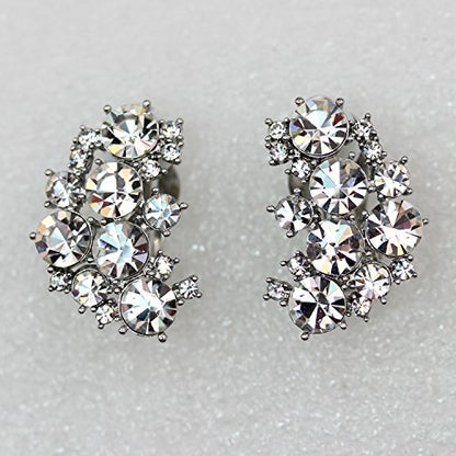 Faship Gorgeous Clip Ons Floral Earrings - color: Clear