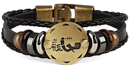 Punk Alloy Leather Bracelet for Constellation Braided Rope Bracelet Bangle - style: Virgo