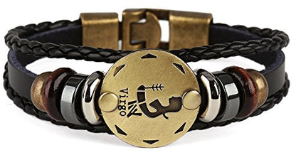 Punk Alloy Leather Bracelet for Constellation Braided Rope Bracelet Bangle - style: Virgo