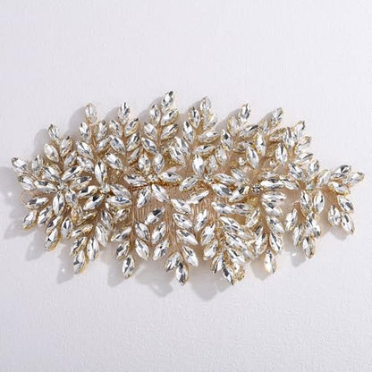 Bridal Rhinestone Hair Comb Large Rhienstone Wedding Headpiece Handmade Crystal Hair Comb for Bride Wedding Hair Accessories for Women (gold) - color: gold