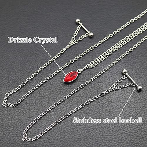 Nipple Chains Pierced Necklace 14G Barbells Nipple Rings Drizzle Dangle Body Piercing Jewelry - color: d