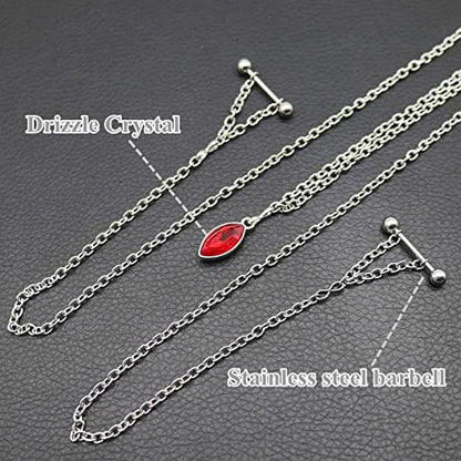 Nipple Chains Pierced Necklace 14G Barbells Nipple Rings Drizzle Dangle Body Piercing Jewelry - color: d