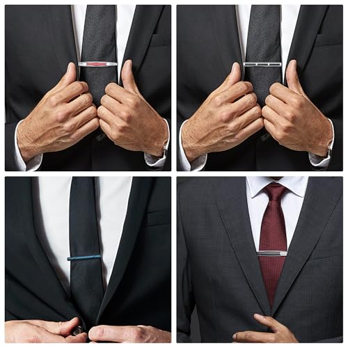wynameleri Tie Pins for Men Silver Black 3 Pcs 10 PCS Short Tie Clip Set 2.3, 2.4 Inch Business Shirt Necktie Pinch for Men - color: B0310018