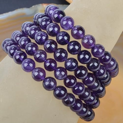 MASSIVE BEADS Handmade Yoga Stretch Elastic Bracelet Natural Stone Crystal Healing Power Energy Gifts for Unisex Adult 4mm 6mm 8mm 10mm - color: Amethyst(Love Guardian), size: 8mm
