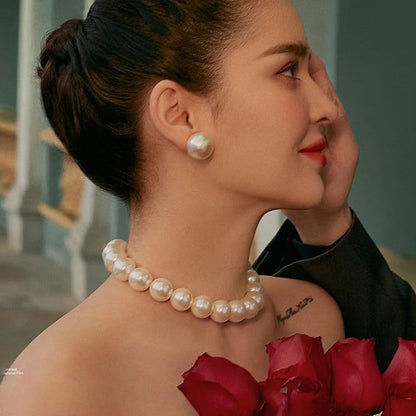 CSIYANJRY99 Pearl Necklace and Earring Set Faux Pearl Jewelry Sets for Women Imitation Beaded Pearl Necklace Bracelet Stud Earrings for Women - color: White Pearl F