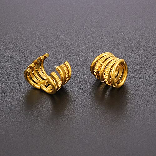 Casvort 2 PCS Hypoallergenic 316 Stainless Steel 00G/3/4'' Stacked Ring Cuffs for Stretched Lobe Ear Gauges Plugs Ear Tunnels Stretcher Earring Studs Clip on Cartilage Body Piercing Jewelry - color: Gold Shine 10mm (00g)