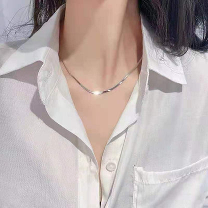 Minimalist 4MM Snake Bone Chain Necklace - 925 Sterling Silver Herringbone Flat Magic Chain for Men Women - Short Collarbone Blade Chain 20 Inches - size: 20 inches