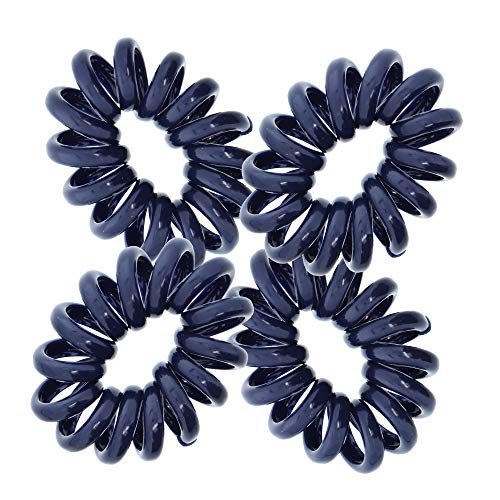 Jumbo Coil Pony Holder Hair Ties - Set of 4 Navy - color: Navy