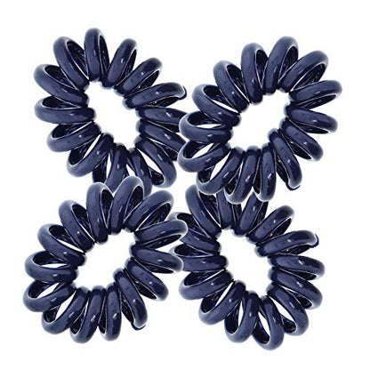 Jumbo Coil Pony Holder Hair Ties - Set of 4 Navy - color: Navy