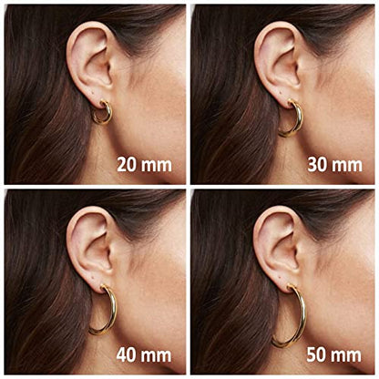 PAVOI Chunky Gold Hoop Earrings for Women, Lightweight 14K Gold Plated | Gold Hoops, Gold Plated Earrings, Womens Earrings, 14K Gold Hoop Earrings - color: White Gold, size: 30 MM
