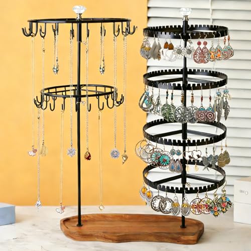 Branch Jewelry Rack Tree Tower Rack Hanging Organizer for Ring Earrings Necklace Bracelet,Suitable for living rooms, bathrooms,offices,etc. - color: D Black