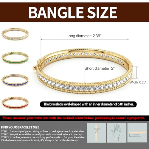 AAA Cubic Zirconia Gold Bangle Bracelet for Women | 18K Gold Plated Fully Paved With Sparkling Cubic Zirconia, Minimalist Luxury Unique Statement Jewelry, Anti-Oxidation - color: Blue