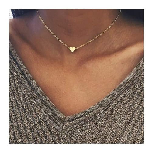 YANCHUN Layered Necklaces for Women Gold Necklace Stack Star Heart Choker Dainty Necklace Love Heart Chain Jewelry Gifts for Women - color: 2:Gold heart choker
