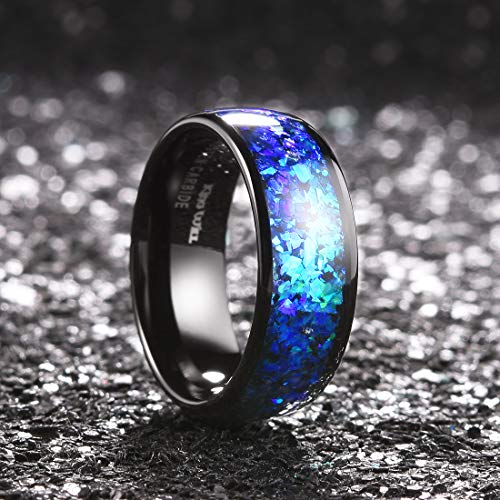 King Will 4mm 6mm 8mm Tungsten Carbide Wedding Band for Men Size 5-15 - color: A-8mm blue-purple