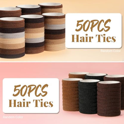 IKOCO 822PCS Hair Accessories for Girls, Elastic Hair Ties with Neutral Color Clips and Tools - color: Brown