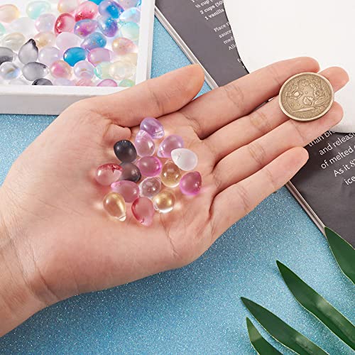 Cheriswelry 80pcs 14mm Two Tone Teardrop Glass Beads - Top Drilled Water Drop Glass Beads Charms for DIY Bracelets, Earrings & Necklace Making - color: Mixed Color*16