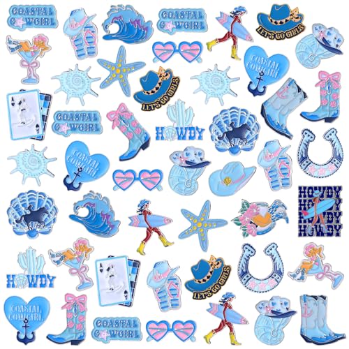 Landical 60 Pcs Western Lapel Enamel Pins Bulk Silly Goose Derby Horse Camping Coastal Cowgirl Cowboy Hat Pins for Clothing Bag Truck Hat Decor Jewelry Party Favors Gift - style: Coastal Cowgirl