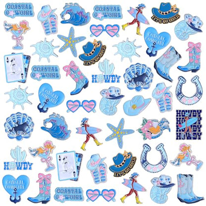 Landical 60 Pcs Western Lapel Enamel Pins Bulk Silly Goose Derby Horse Camping Coastal Cowgirl Cowboy Hat Pins for Clothing Bag Truck Hat Decor Jewelry Party Favors Gift - style: Coastal Cowgirl