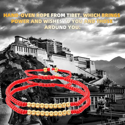 2PCS Handmade Bracelet Protection Gifts, String Adjustable Amulet Bracelet, Powerful Bracelet for Good Luck, Red Braided Bracelet for Women Mother Daughter Couples Sisters Friends - color: Gold-Red String Bracelet-B