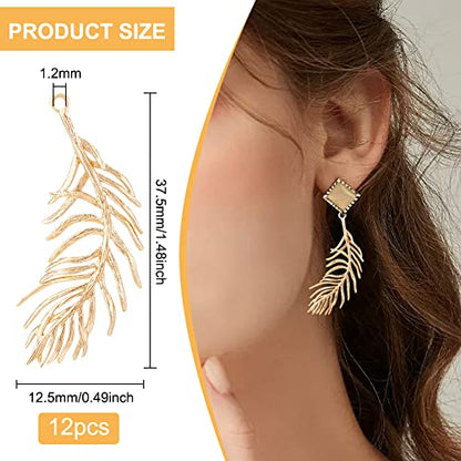 BENECREAT 12pcs Real 18K Gold Plated Brass Feather Pendants, 1.5x0.5x0.06inch Feather Charms Pendants for DIY Earrings Necklaces Bracelets, Hole: 1.2mm - color: Feather