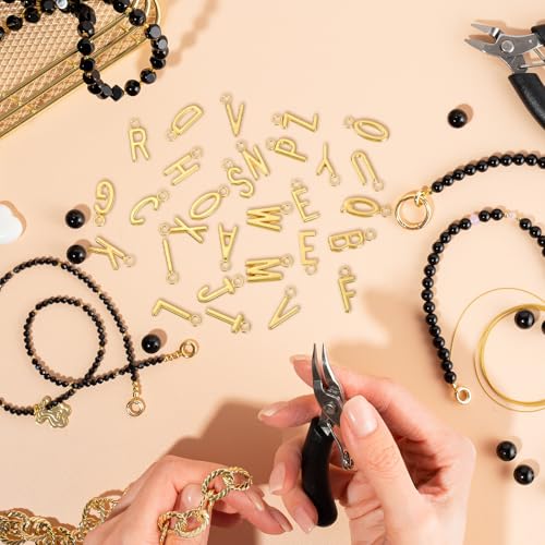 uxcell Letter Charm, Alloy Letter Initial Alphabet Charm for DIY Craft Jewelry Making Bracelets Earrings Necklace - color: Gold - C
