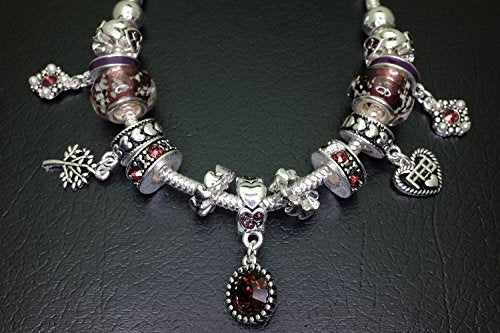 Falari Birthstone Bracelet Multi-Color Charm Beads Silvertone Birthday Gifts for Women - color: 02-February