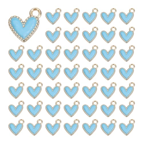 MECCANIXITY Enamel Alloy Heart Charm,Valentine Heart Pendants Love Jewelry Making Charm for DIY Necklace Bracelet Earrings Keychain - color: Blue
