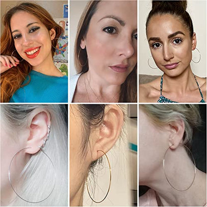 Multipack Dainty Large Thin Gold Hoop Earrings for Women Hypoallergenic Earrings Lightweight 30mm 50mm 60mm 70mm Gold/Silver/Rose Gold Hoop Earrings - style: 3 Pairs-50mm