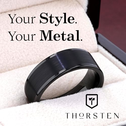 Thorsten Vulcan Black Tungsten Carbide Men’s Wedding Ring – Flat Matte Brushed Finish with Polished Edges – Comfort Fit Wedding Band – Durable and Stylish Ring for Him | Flat Black, Matte Brushed Finish, Polished Edges, Comfort Fit, Custom Engraved