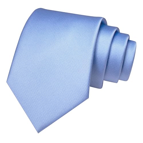 JEMYGINS Solid Color Formal Necktie and Pocket Square Tie Clip Sets for Men - color: Baby Blue
