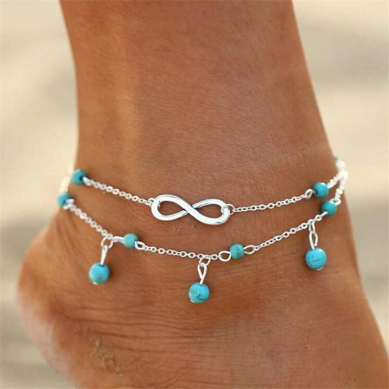 Layered Butterfly Anklet for Women Charms Butterfly Gold Plate Silver Plate Rhinestone Cuban Anklets Adjustable Anklet for Summer Beach - color: silver ak560