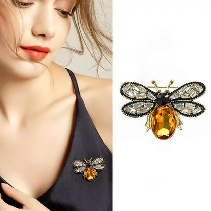 2pcs Rhinestone Brooch Pin for Women Dress Elegant Stylish Crystal Brooches Fashion Accessories Pins Lapel Boutonniere Ideas Wedding Christmas Birthday Jewelry Easter Gift - color: 21 Bee Gold/Yellow