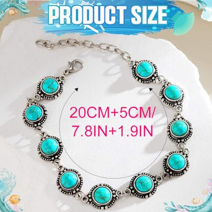 Nicute Boho Turquoise Anklet Black Vintage Ankle Summer Beach Adjustable Foot Jewelry for Women (Black)