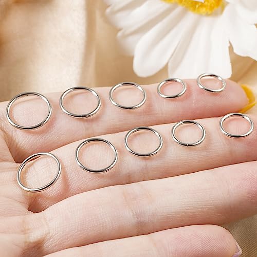Small Gold Hoop Earrings, Lightweight 14K Gold Plated Huggie Hoop Earrings for Cartilage Helix Tragus, Hypoallergenic Earrings for Women Men, Tiny Thin Hoops Surgical Steel Endless Hoops Earrings 6-10 mm - color: 6/7/8/9/10mm Hoop Silver-18g