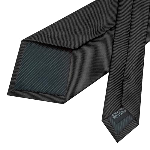 JEMYGINS Formal Necktie Solid Color Tie and Pocket Square with Tie Clip Lapel Pin Sets for Men 4PCS - color: Black