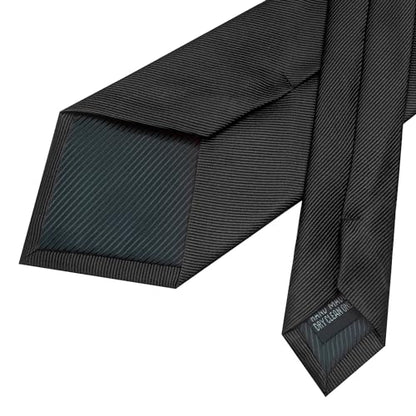 JEMYGINS Formal Necktie Solid Color Tie and Pocket Square with Tie Clip Lapel Pin Sets for Men 4PCS - color: Black
