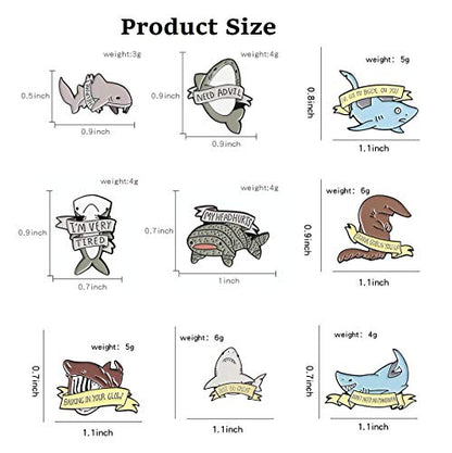 Cute Enamel Pin Set Lapel Pins Brooches Cartoon Brooch Badge Pins for Clothes Bags Backpack for Women - color: Shark Set