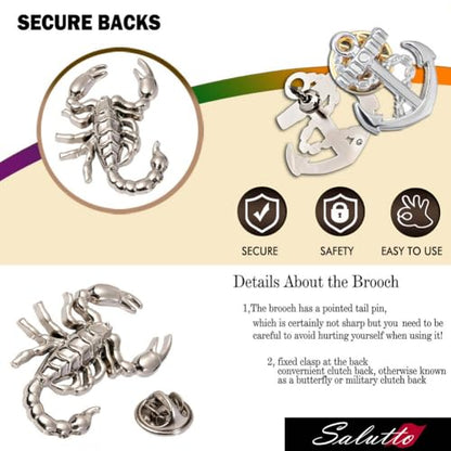 Boutonniere Suit Lapel Stick Brooch Pin - color: Scorpion