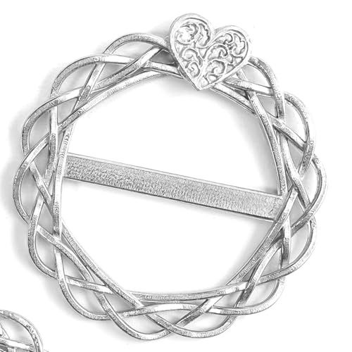 Handmade Pewter Scarf Rings and Slides - Metal Clip for Women Scarves - American Made - style: Heart Scarf Ring