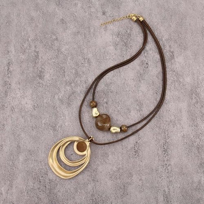 Boho Necklaces for Women Chunky Circle Necklace Bohemian Necklaces | Chunky Boho Necklace for Women Layered Boho Circle Leather Choker Necklace Long Vintage Necklaces Bohemian Jewlery Gifts - style: Large Boho Necklace