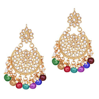 Aheli Elegant Indian Wedding Wear Faux Kundan Studded Choker Necklace with Maang Tikka Set Ethnic Fashion Jewelry for Women Maroon Kundan & Pearl Drop - color: Multi color